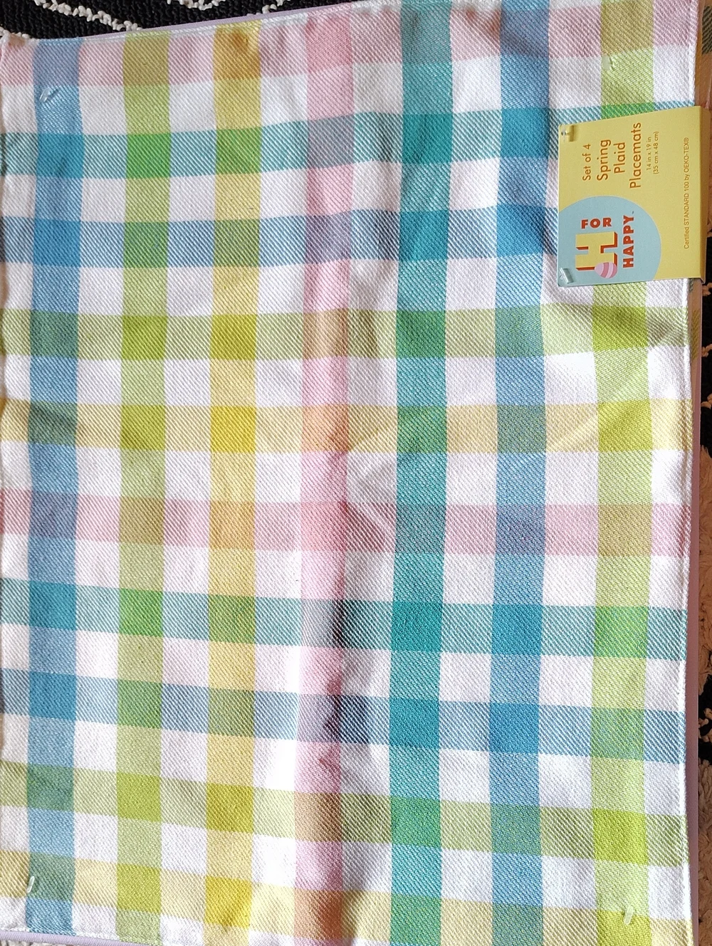 Bed Bath & Beyond Pastel Gingham Placemat Set - Blue, Pink, Yellow, Green, White